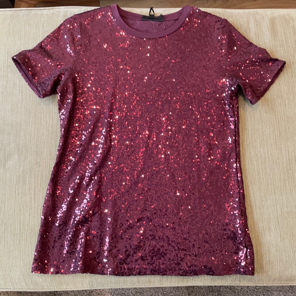 DKNY women’s small burgundy sequins top
